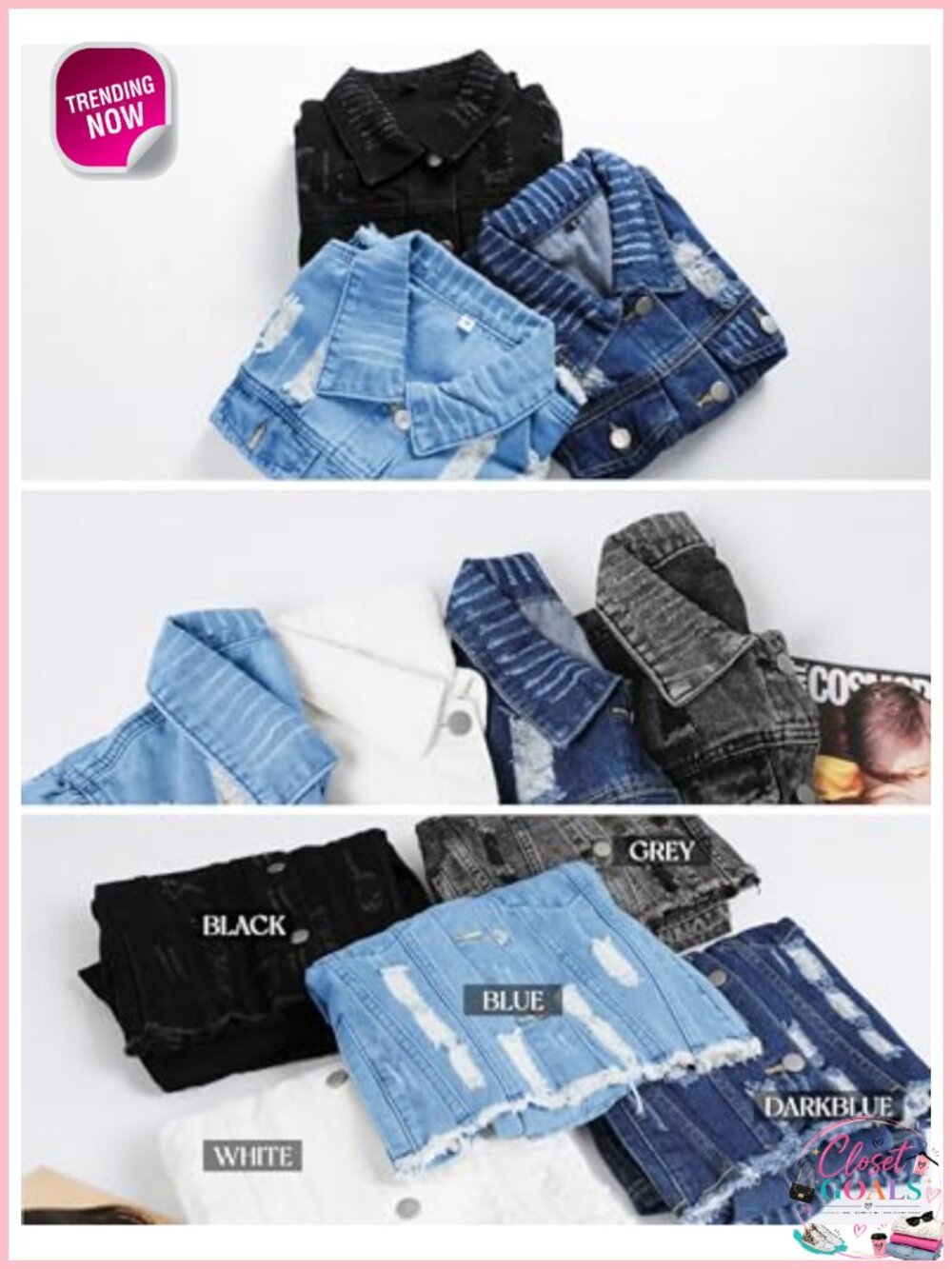 Puff Sleeve Denim Crop Top Frayed Hem Button Down Cotton Jean Jacket - Picture 3 of 6